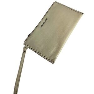 Micheal Kors Astor Silver Studded Cement Gray Wristlet One Size NWT *FLAWED*